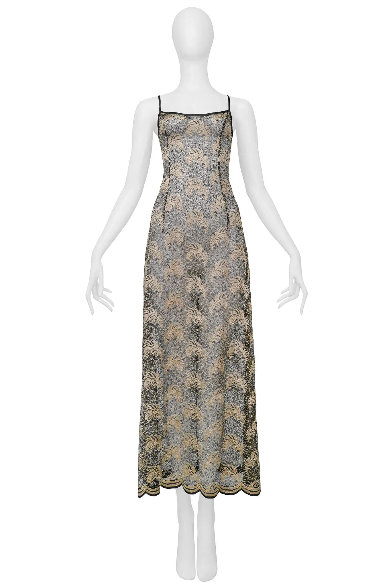 PLEIN SUD BLACK & GOLD LACE SLIP DRESS