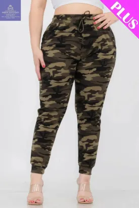 Plus Size French Terry Camo Print Joggers