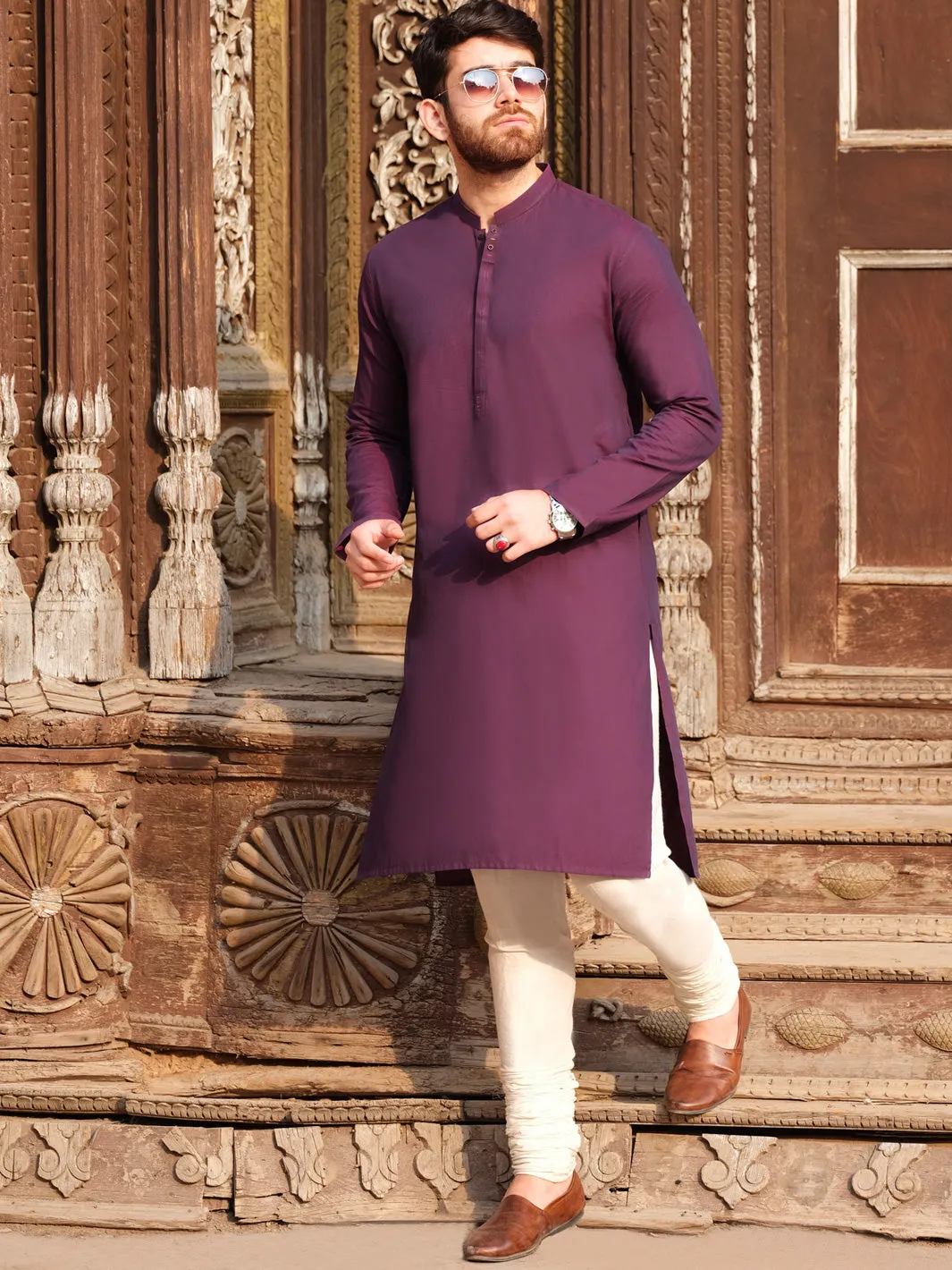 Purple Blended Kurta - AL-K-830