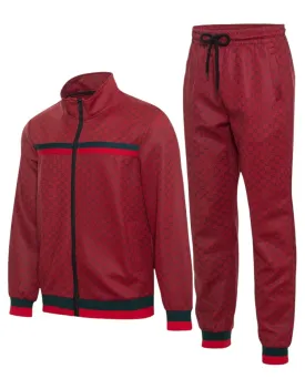 Red Men's Italian Design Jogging Set Jacket and Pants Tracksuit Style No: MTK01