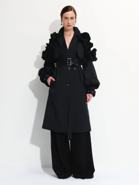 Ruffled Detail Storm Flap Trench