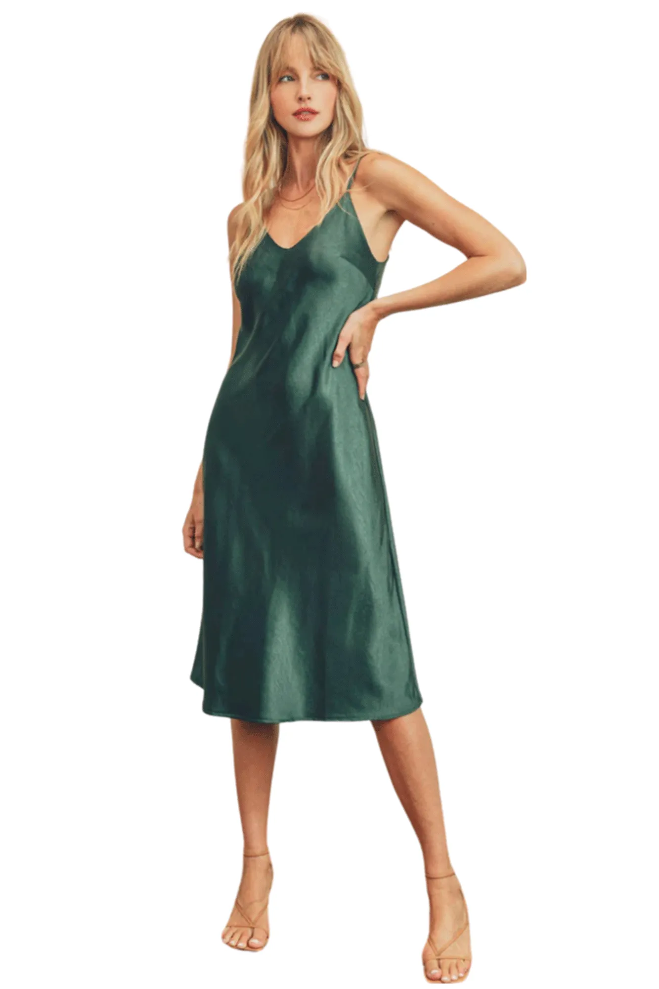 SATIN MIDI SLIP DRESS