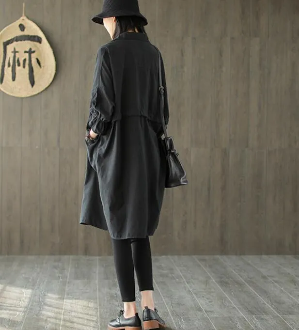 Silk Cotton Women Coat Long Sleeve Women Linen TrenchCoat S90921