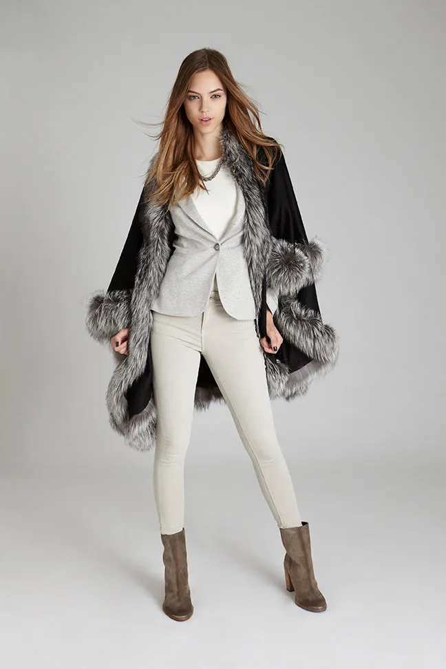 Silver Fox Fur Cashmere Cape