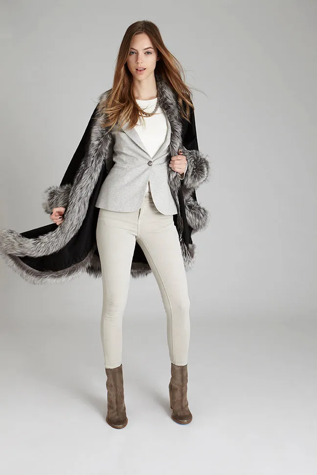 Silver Fox Fur Cashmere Cape