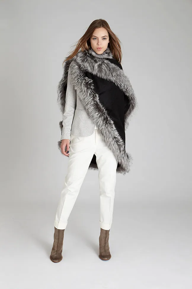 Silver Fox Fur Cashmere Cape