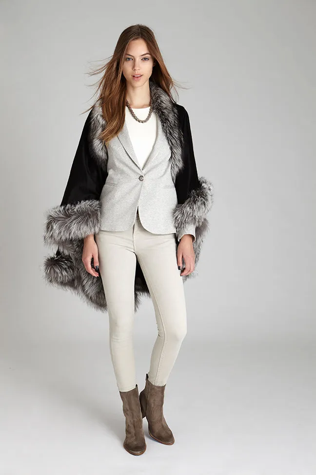 Silver Fox Fur Cashmere Cape