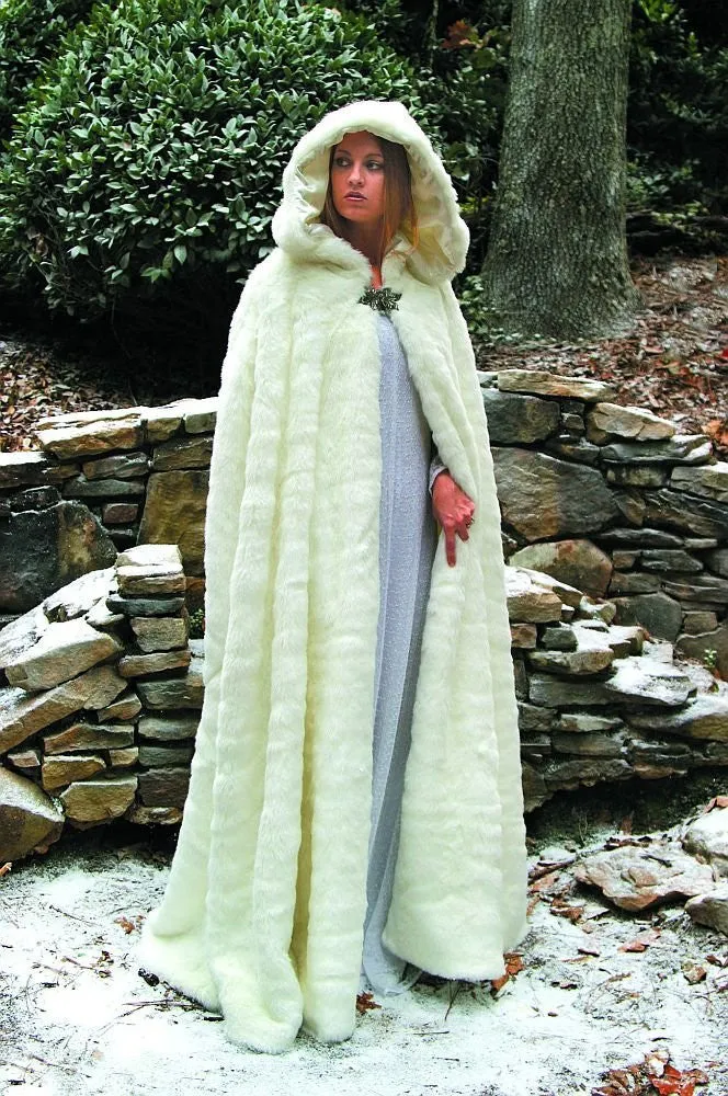 Snow Queen Faux Fur Hooded Cape