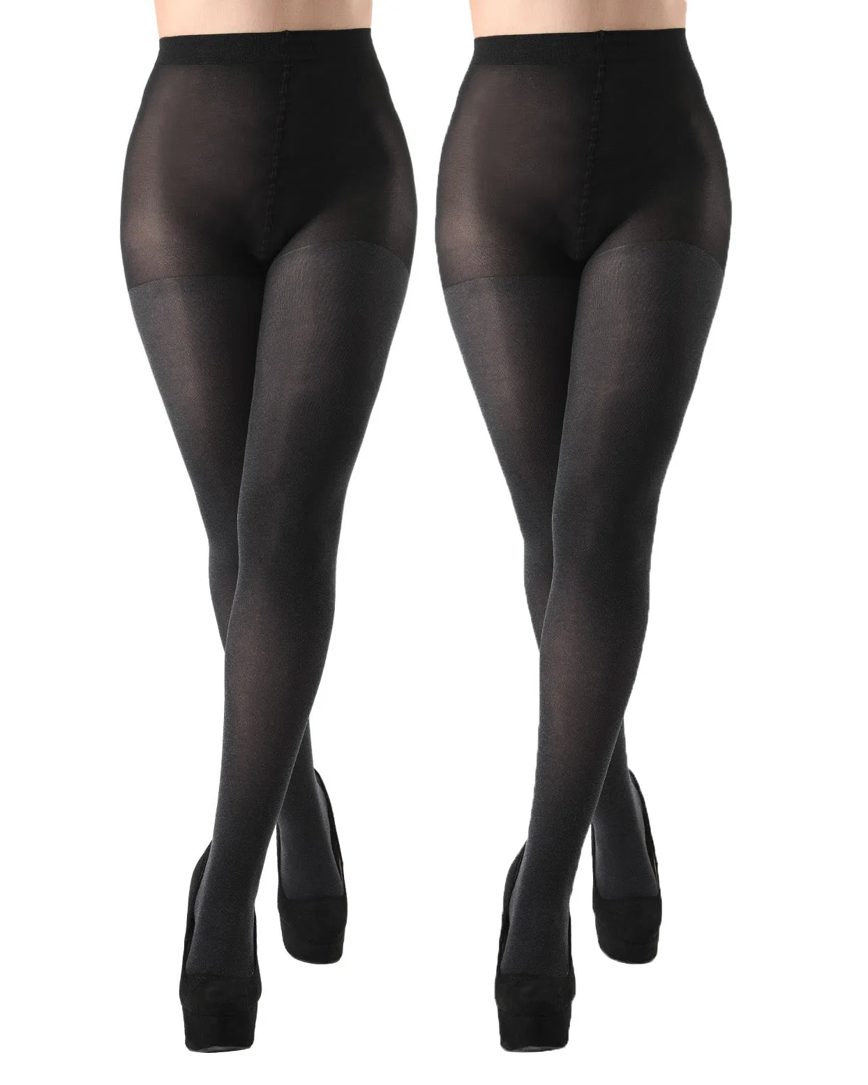 Softer Shade of Grey Control Top Tights 2-Pack