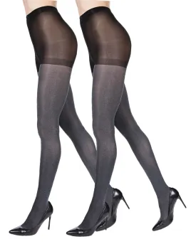 Softer Shade of Grey Control Top Tights 2-Pack