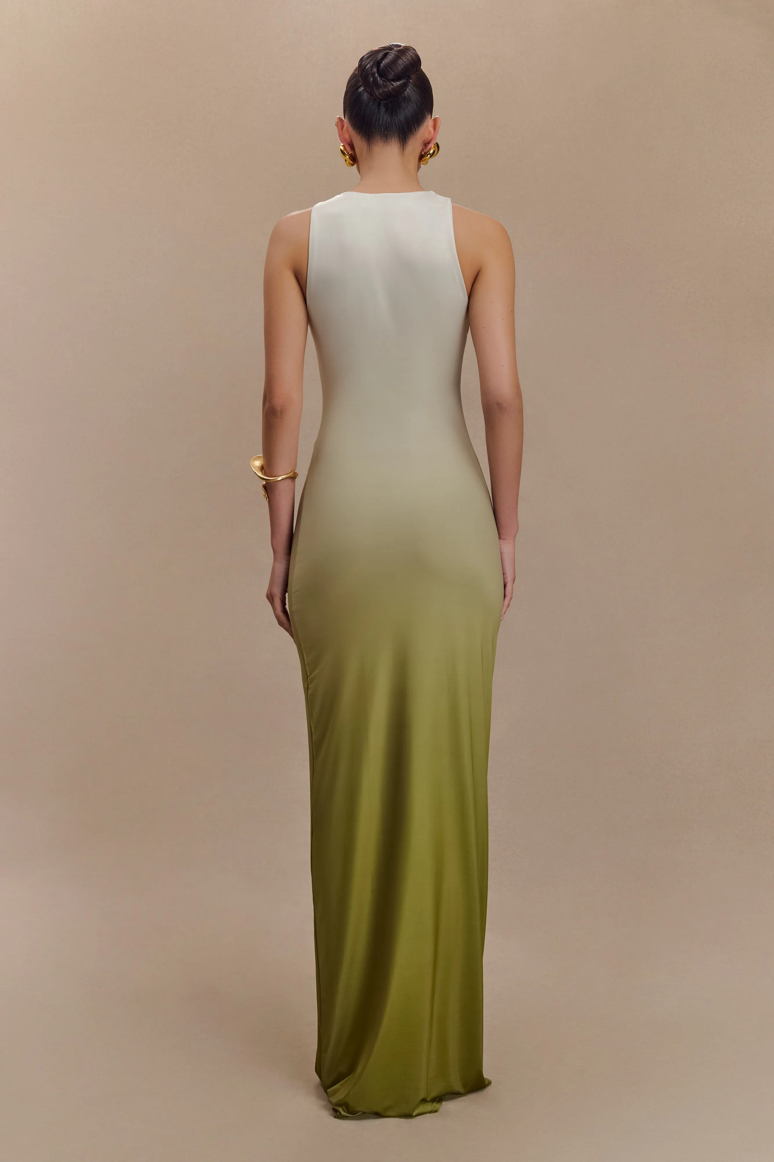 Stella Draped Slinky Maxi Dress - Ombre Vintage Olive