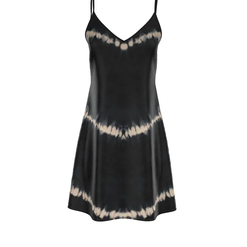 Sustainable Black Shibori Silk Slip Dress