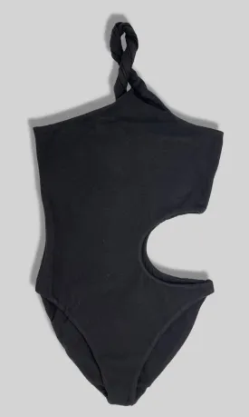 SWIRL ONE PIECE SWIMSUIT, BLACK