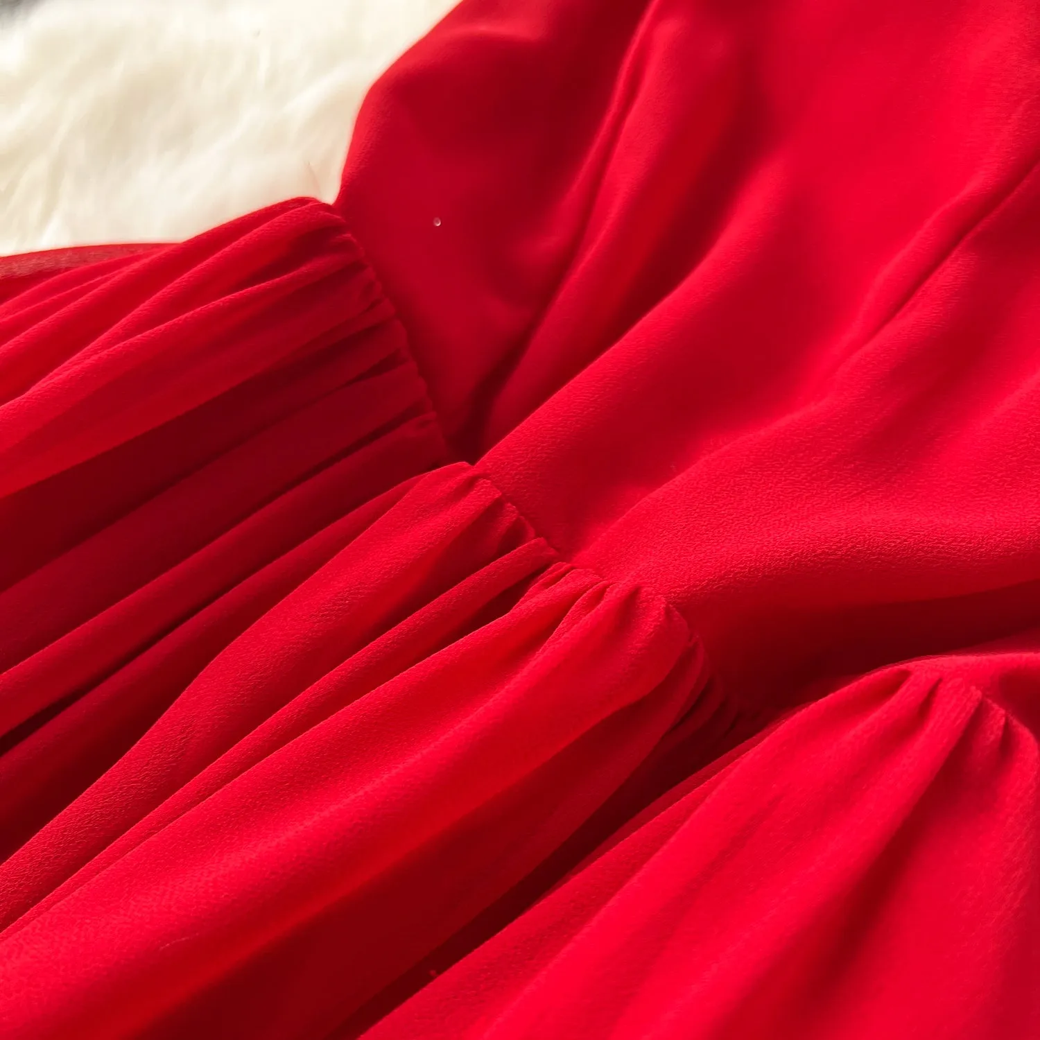 V-neck Backless Red Slip Dress