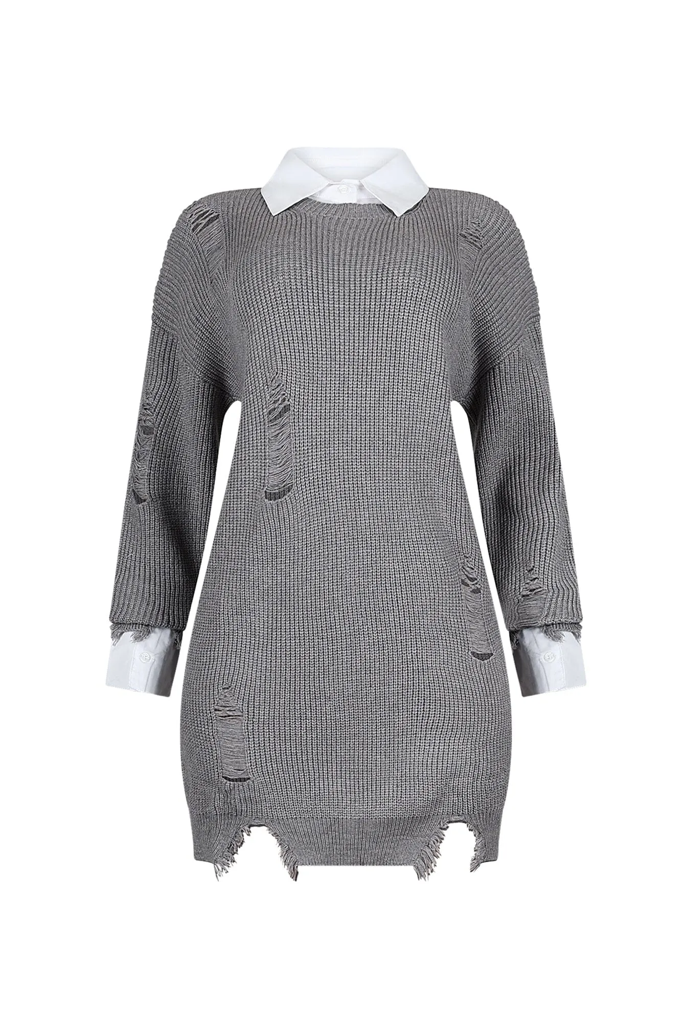 Vivianna Collared Sweater Top Mini Dress