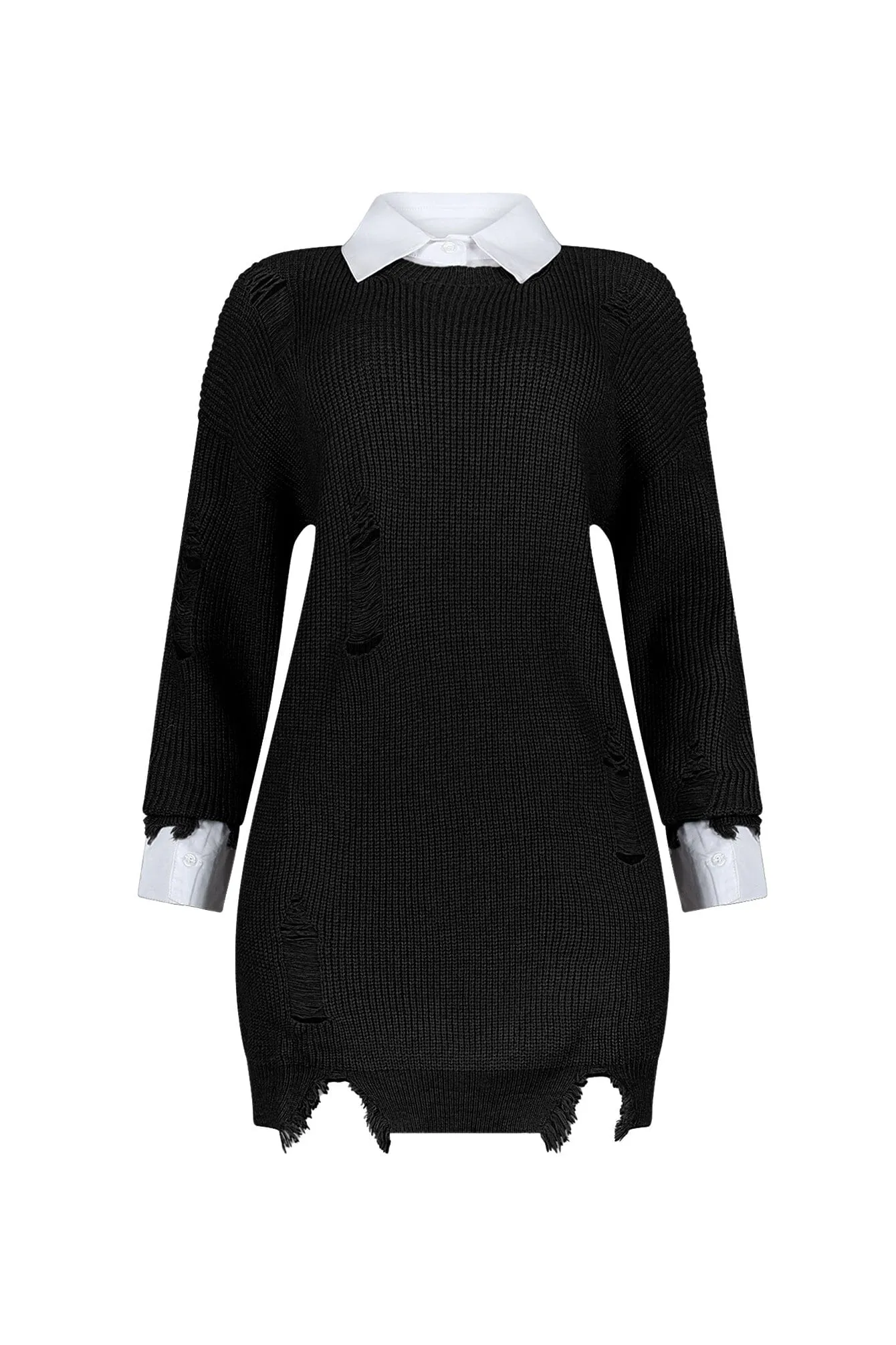 Vivianna Collared Sweater Top Mini Dress