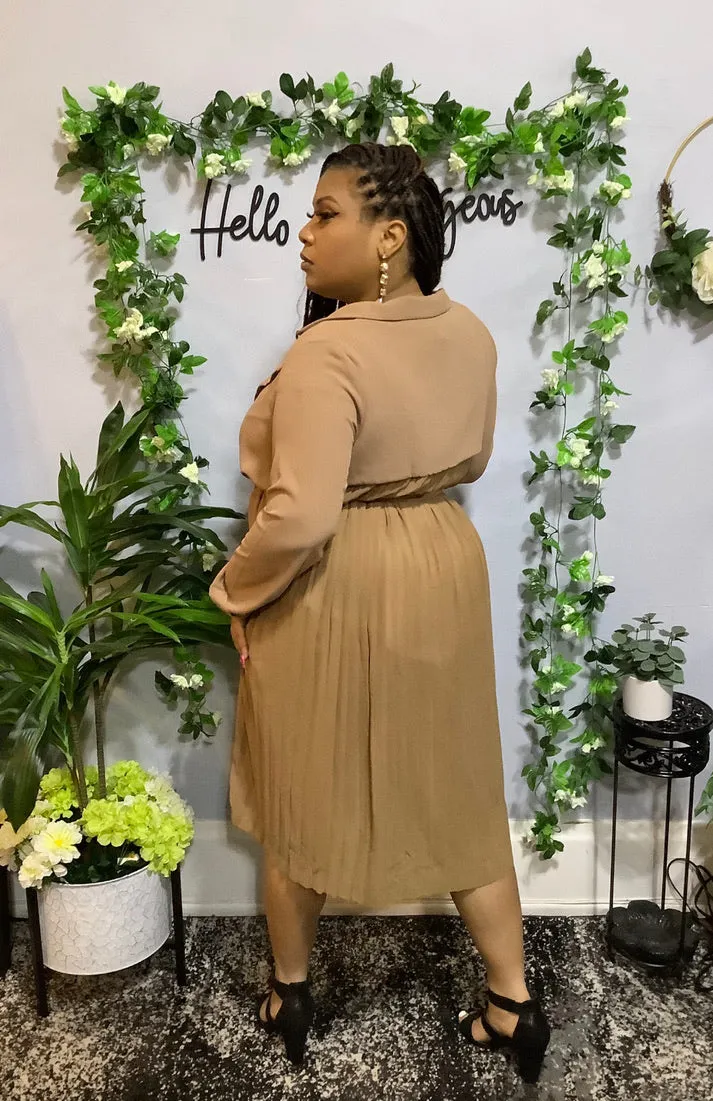 Willow, Trench Coat with Back Sheer Pleats Midi Jacket w/ belt