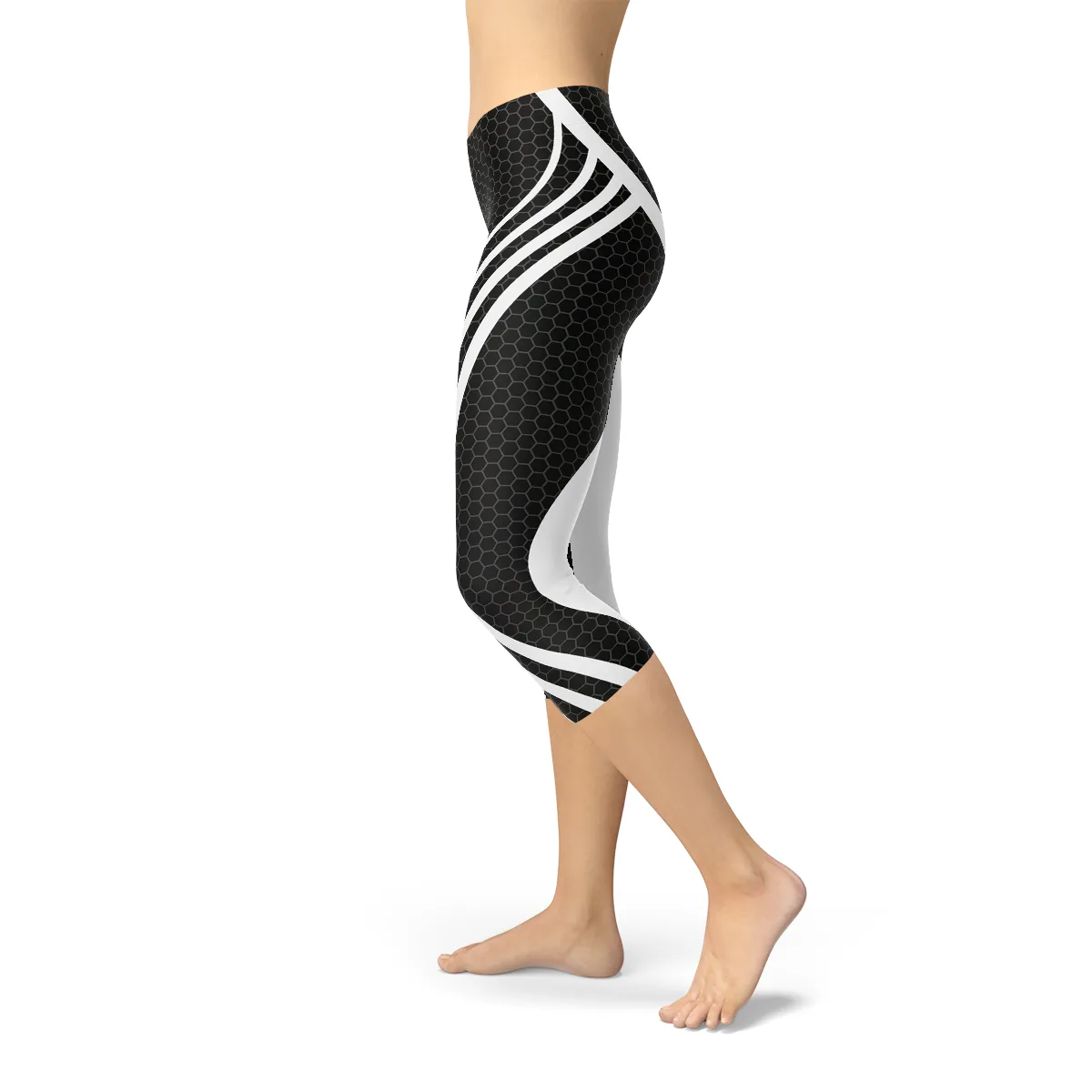 Women's Elegant Black Venom Capri Athletic Leggings