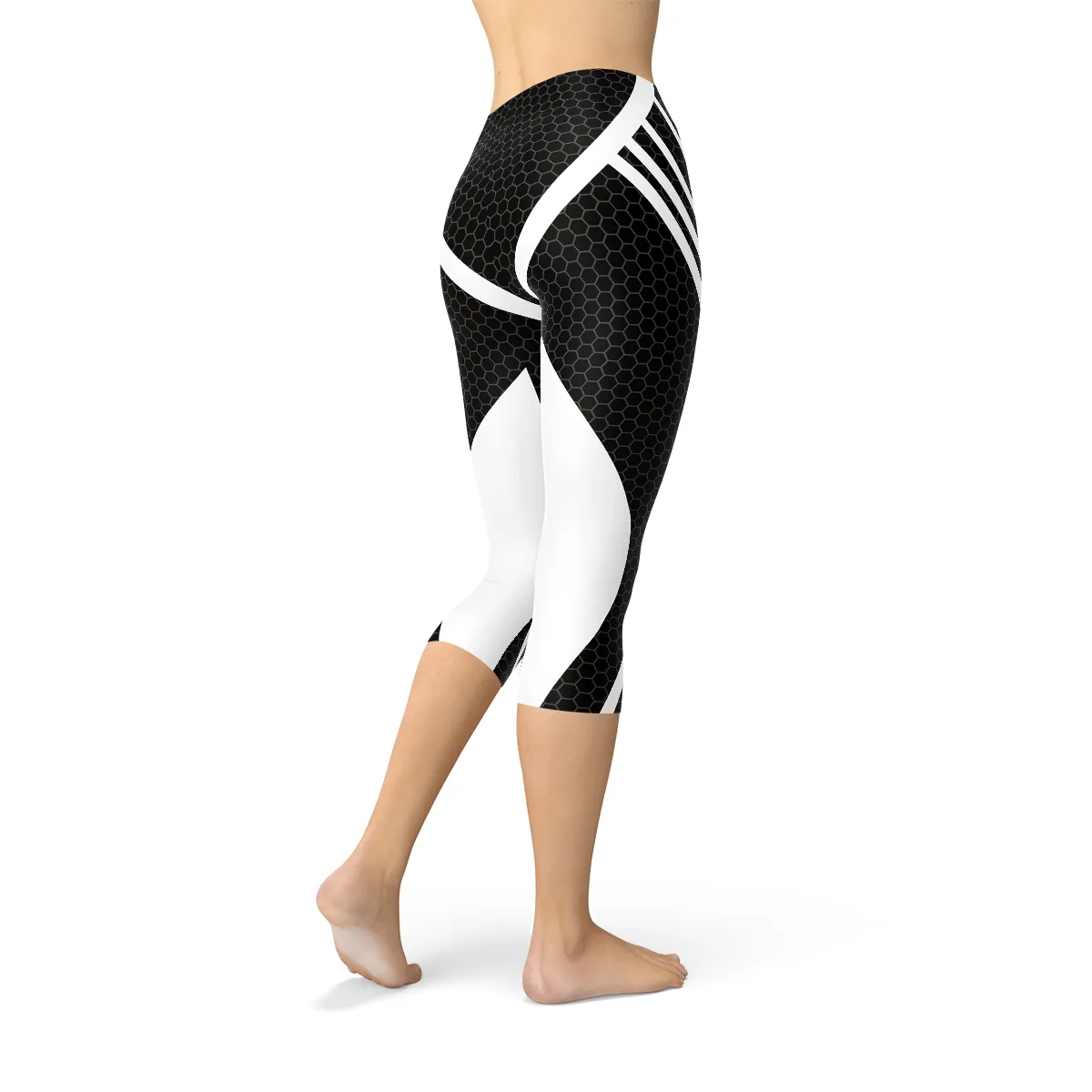 Women's Elegant Black Venom Capri Athletic Leggings