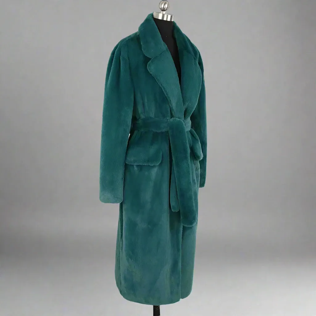 Women's Forest Green Faux Fur Long Coat