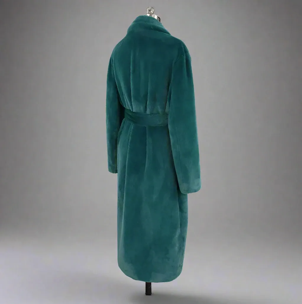 Women's Forest Green Faux Fur Long Coat