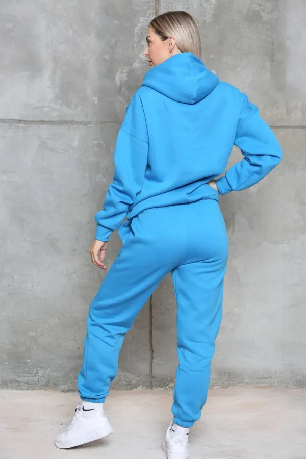 Women's Ruched Sleeve Lounge Wear Tracksuit Set with Oversized Hoodie