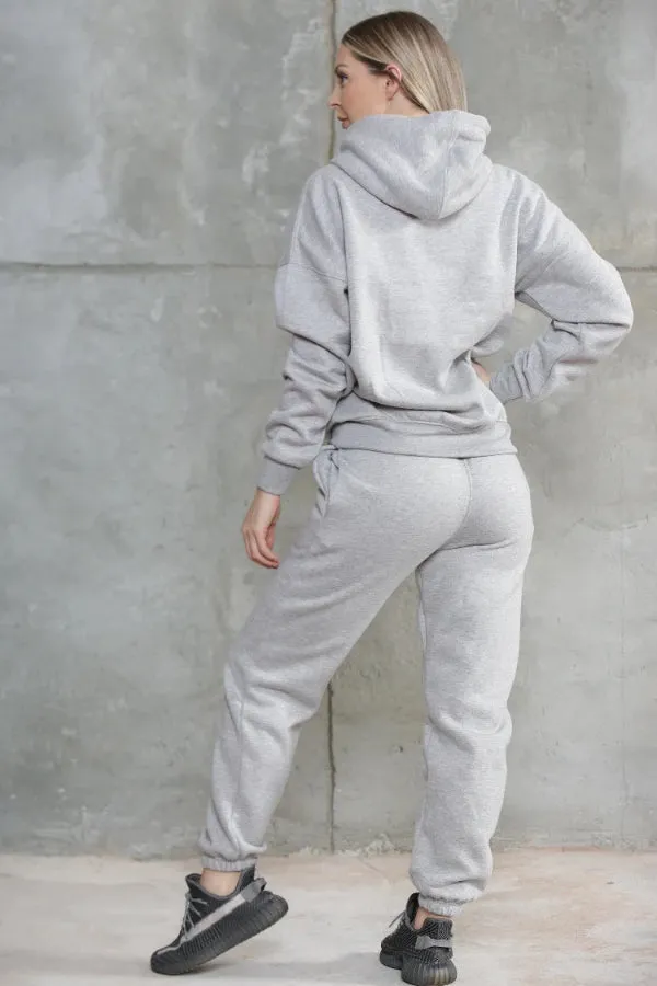 Women's Ruched Sleeve Lounge Wear Tracksuit Set with Oversized Hoodie