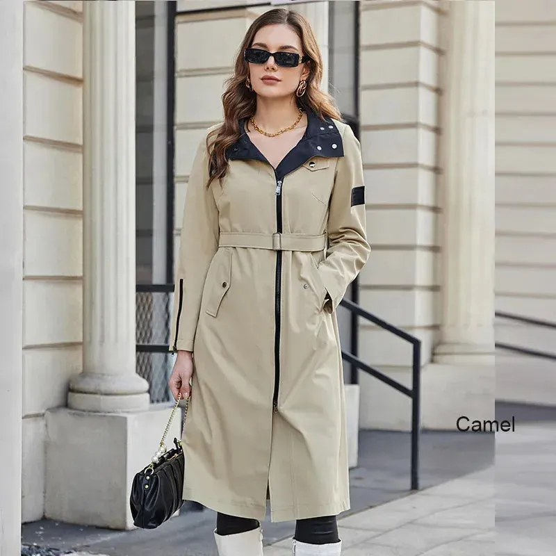 Women's Trench Long Windproof Casual Jacket